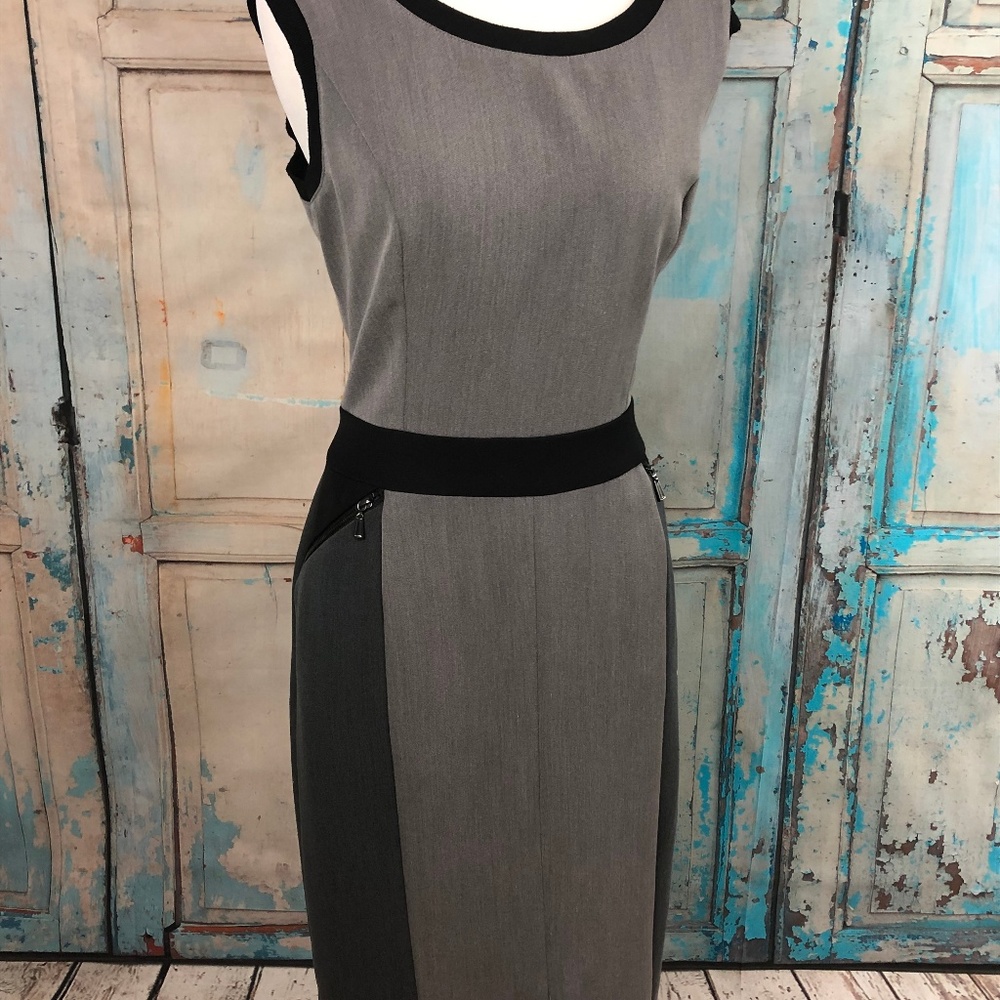 Jones New York 2-Tone Gray/Black Sheath Dress 8